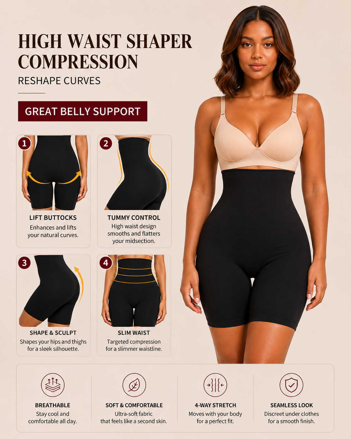 High-Waisted Shaping Shorts